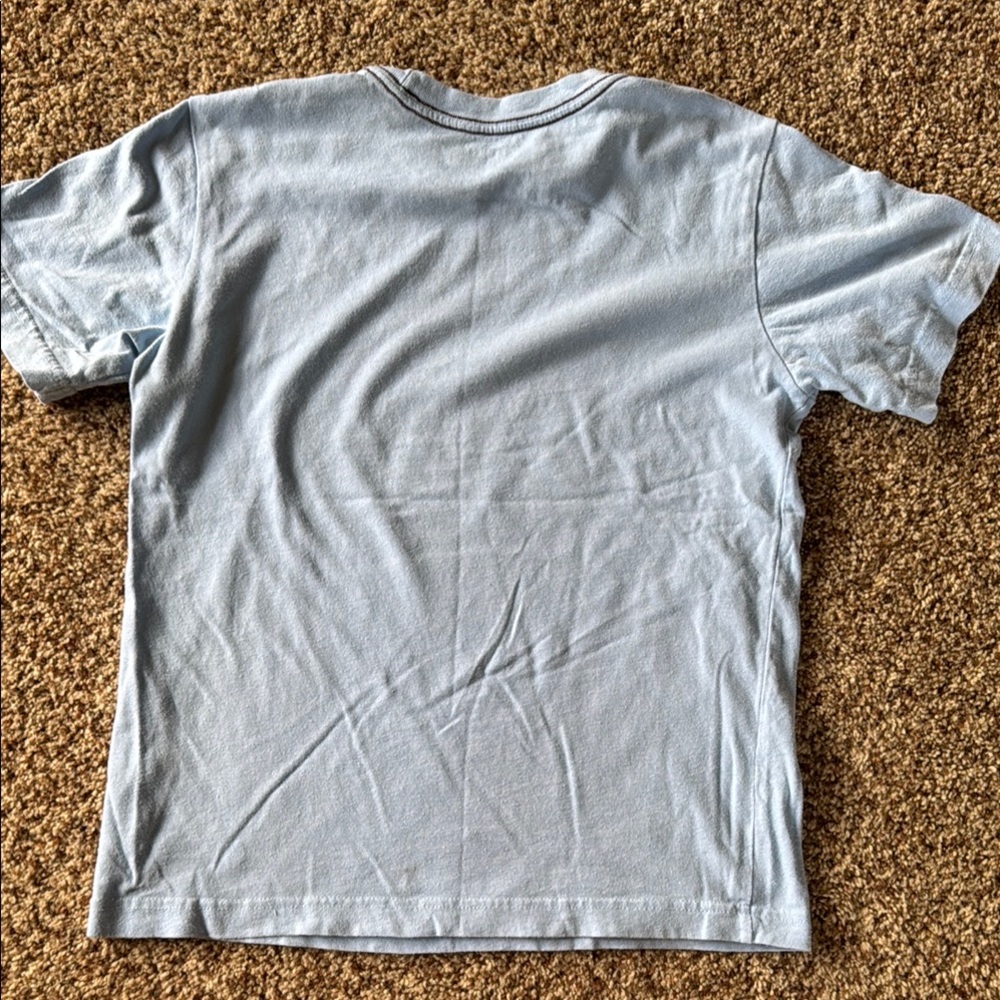 4/$15 GAP Kids Medium, size 8 Sky Blue Logo Tee *small stain noted - Picture 2 of 4
